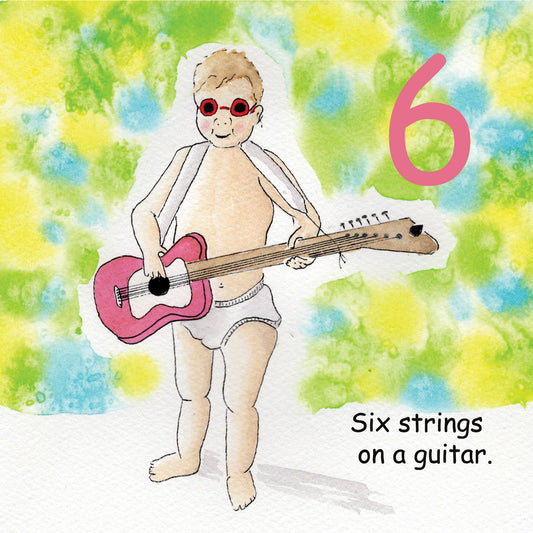 Six strings on a guitar.