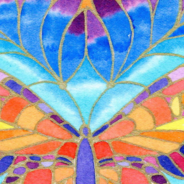 Aztec Butterfly. Watercolor art print.