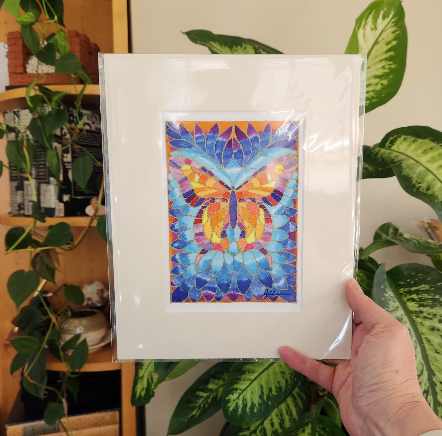 Aztec Butterfly. Watercolor art print.