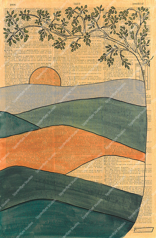 Appalachian Sunset, Baltimore style. Dictionary page art print.