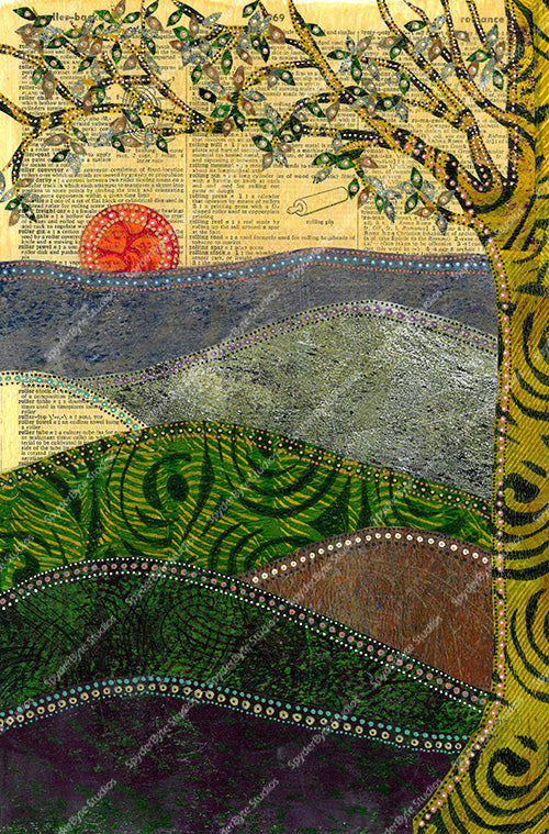 Appalachian Sunset. Dictionary page art print.