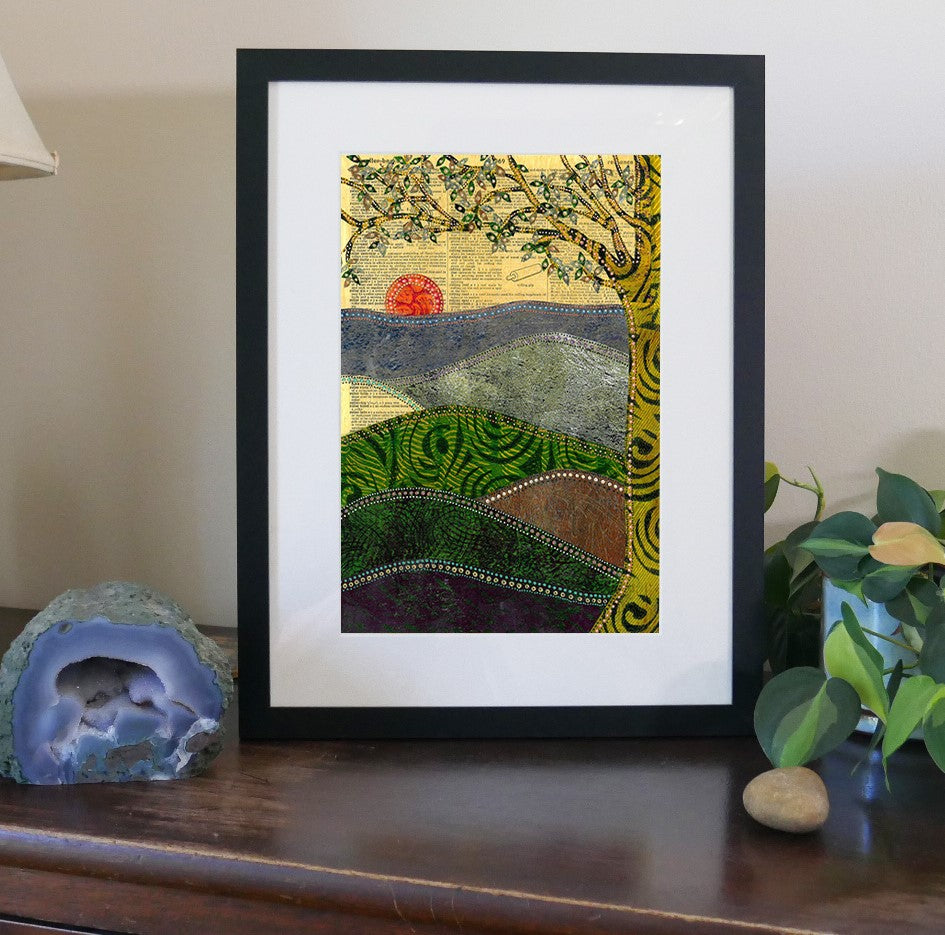 Appalachian Sunset. Dictionary page art print.