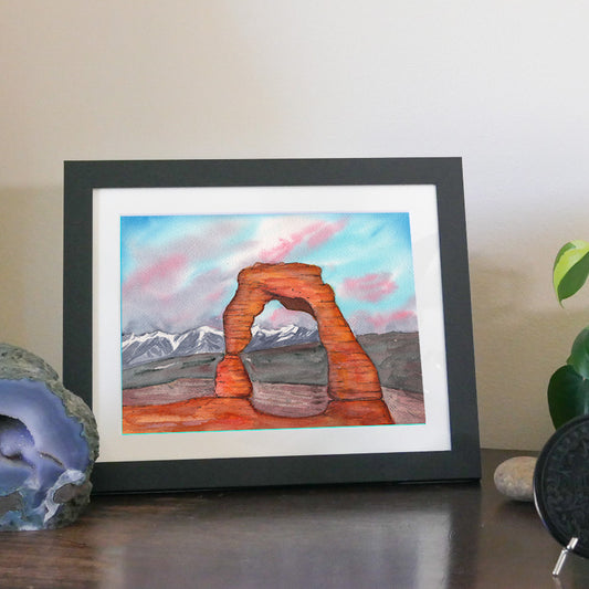 Delicate Arch. Landscape in watercolor and ink.