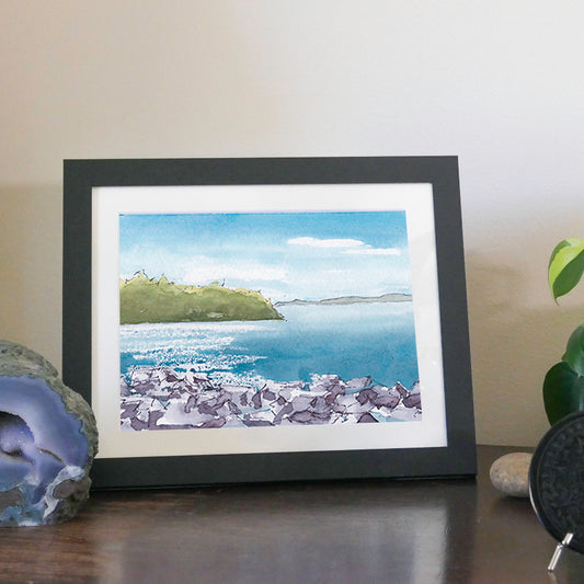 George's Island. Landscape in watercolor and ink.