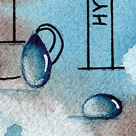 Hydrogen. Watercolor art print.