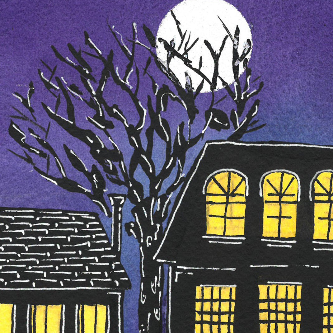 Moonlighting the Neighborhood. Art print.