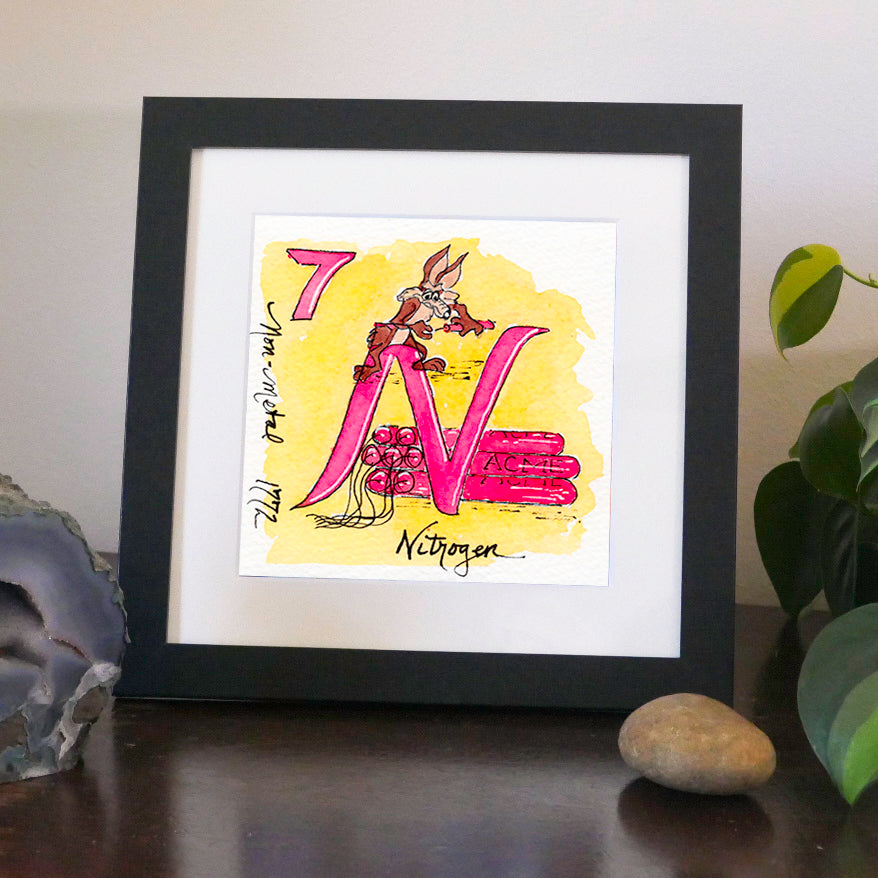 Nitrogen. Watercolor art print.