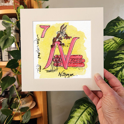 Nitrogen. Watercolor art print.