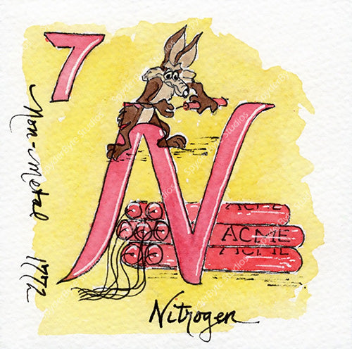 Nitrogen. Watercolor art print.