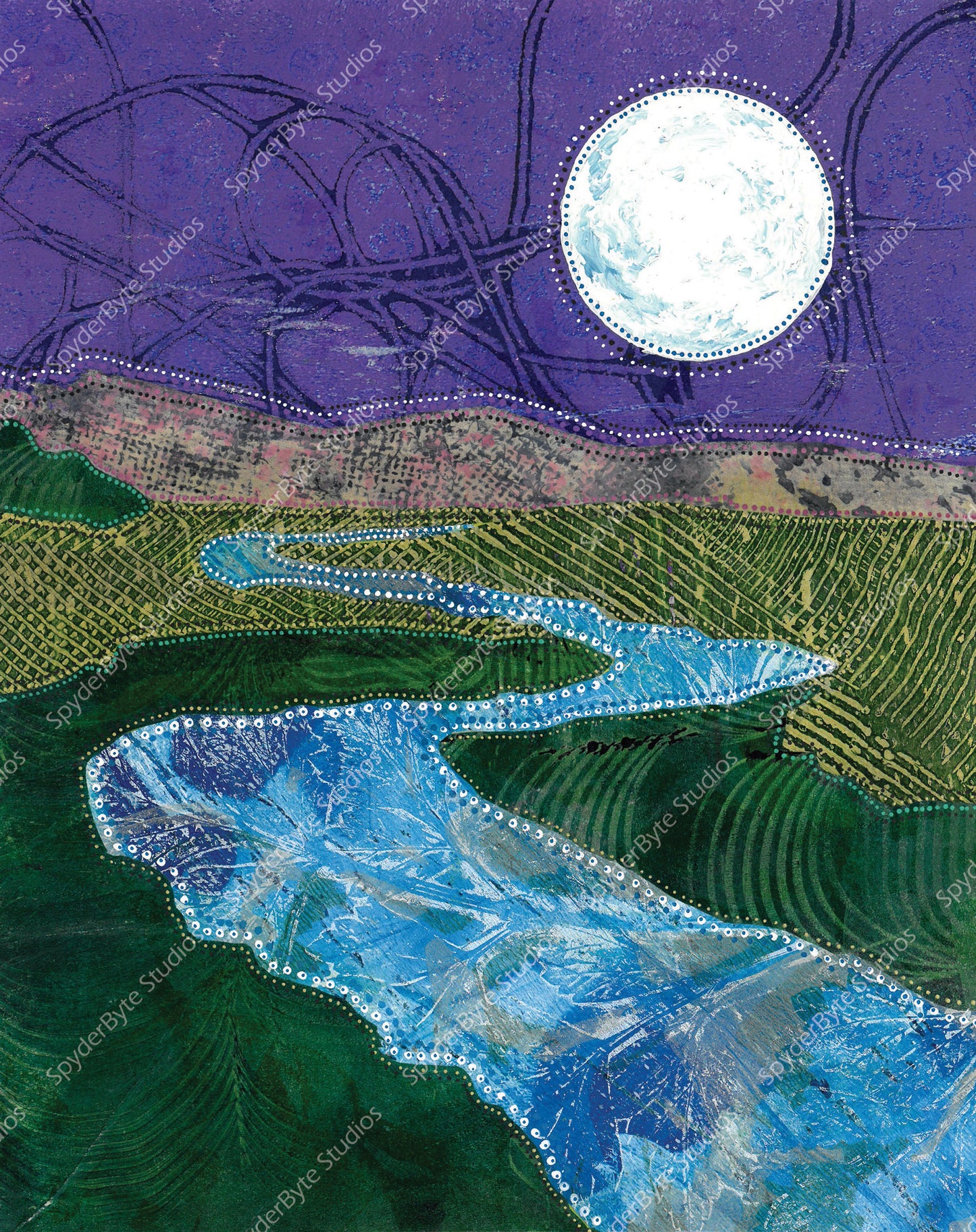 Moon when the Rivers Start to Freeze. Art print.