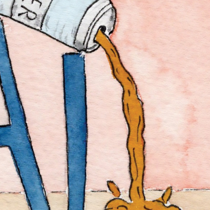 Aluminum. Watercolor art print.