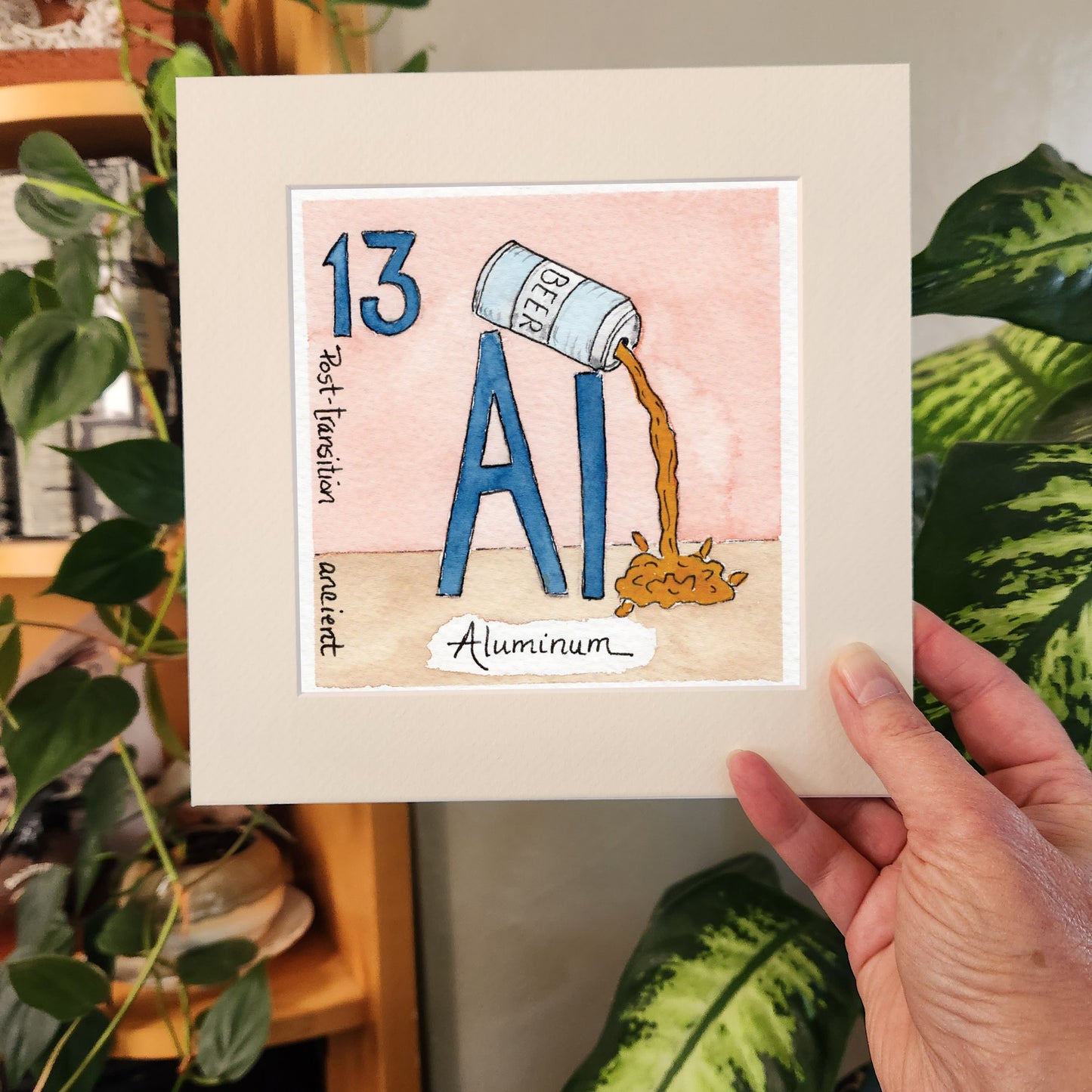 Aluminum. Watercolor art print.