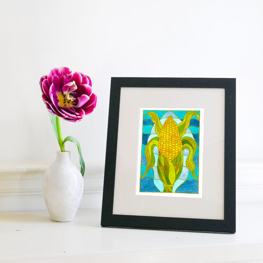 Aztec Corn. Watercolor art print.