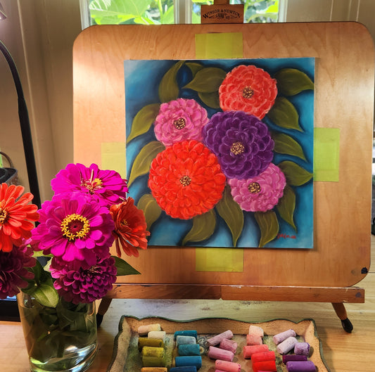 Cloud of Zinnias. Art print.