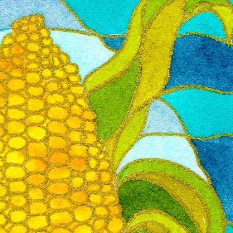 Aztec Corn. Watercolor art print.