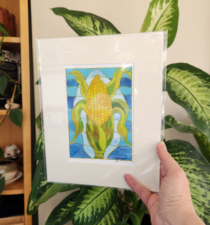 Aztec Corn. Watercolor art print.