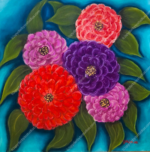 Cloud of Zinnias. Art print.