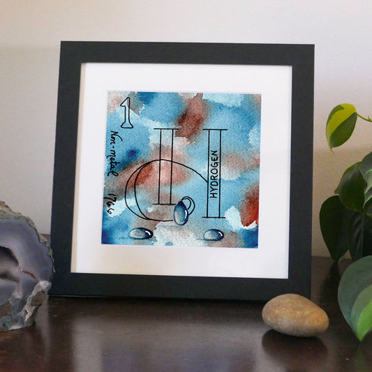 Hydrogen. Watercolor art print.