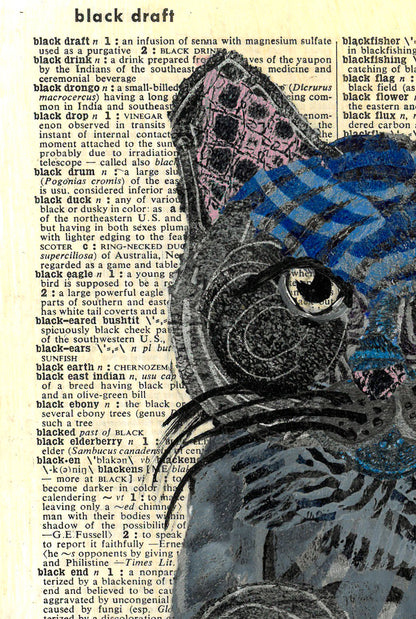 Max, a basic cat. Dictionary page art print.