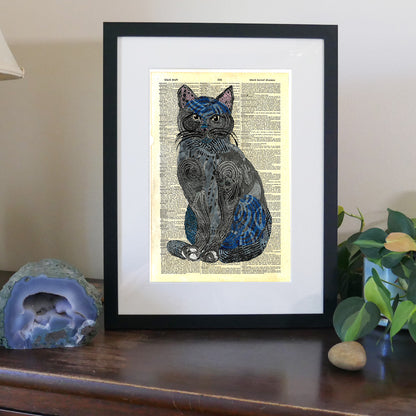 Max, a basic cat. Dictionary page art print.