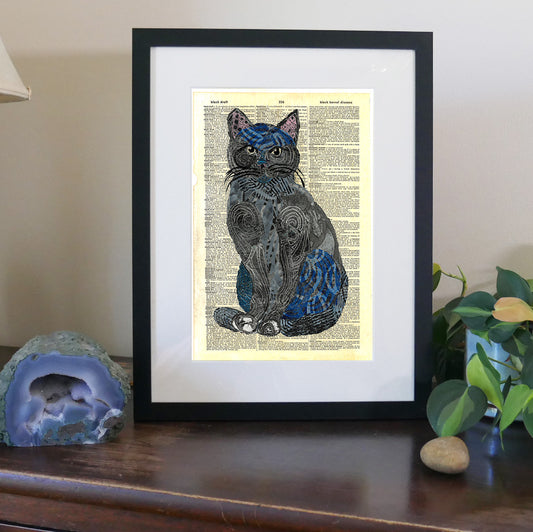 Max, a basic cat. Dictionary page art print.