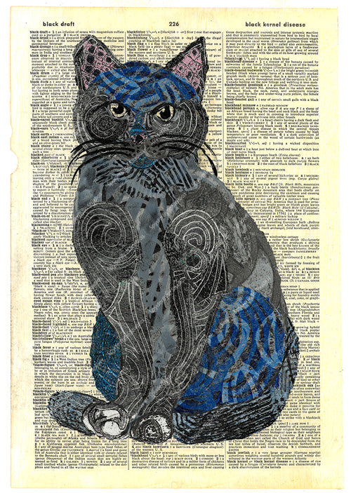 Max, a basic cat. Dictionary page art print.