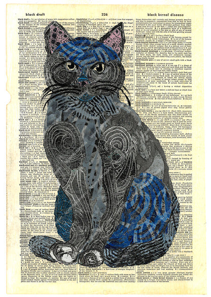 Max, a basic cat. Dictionary page art print.