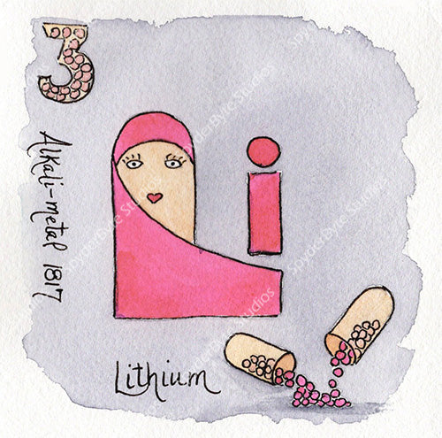 Lithium. Watercolor art print.