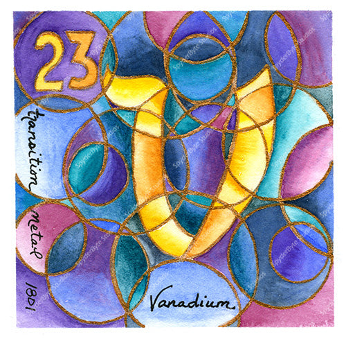 Vanadium. Watercolor art print.