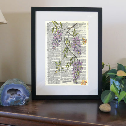 Wisteria. Dictionary page art print.