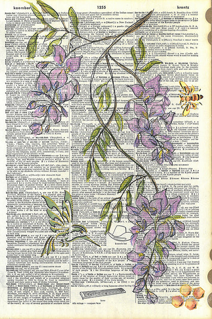 Wisteria. Dictionary page art print.